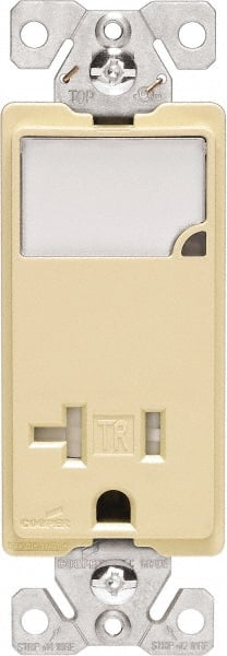 Cooper Wiring Devices - 2 Pole, 125 VAC, 20 Amp, 1 Outlet, Flush Mounted, Self Grounding, Tamper Resistant Combination Outlet with Night Light - 5-20R Configuration, Back Side Wiring, Thermoplastic Material, cULus Listed Standard - Exact Tooling