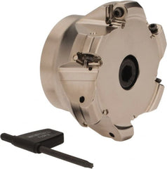 Seco - 3.15" Cut Diam, 1" Arbor Hole, 0.118" Max Depth of Cut, 40° Indexable Chamfer & Angle Face Mill - 6 Inserts, ON.U 05 Insert, Right Hand Cut, 6 Flutes, Through Coolant, Series Double Octo 05 - Exact Tooling