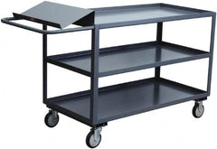 Jamco - 1,200 Lb Capacity, 24" Wide x 36" Long x 35" High Order Picking Cart - 3 Shelf, Steel, 2 Rigid/2 Swivel Casters - Exact Tooling