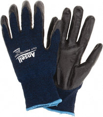 Ansell - Size 2XL, ANSI Cut Lvl A4, Abrasion Lvl 5, Cut Resistant Gloves - Palm Coated, Black/Blue - Exact Tooling