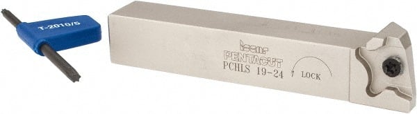 Iscar - External Thread, 0.256" Max Depth of Cut, 0.8mm Min Groove Width, 4.7" OAL, Left Hand Indexable Grooving Cutoff Toolholder - 3/4" Shank Height x 3/4" Shank Width, PENTA 24... Insert Style, PCHLS Toolholder Style, Series PentaCut - Exact Tooling