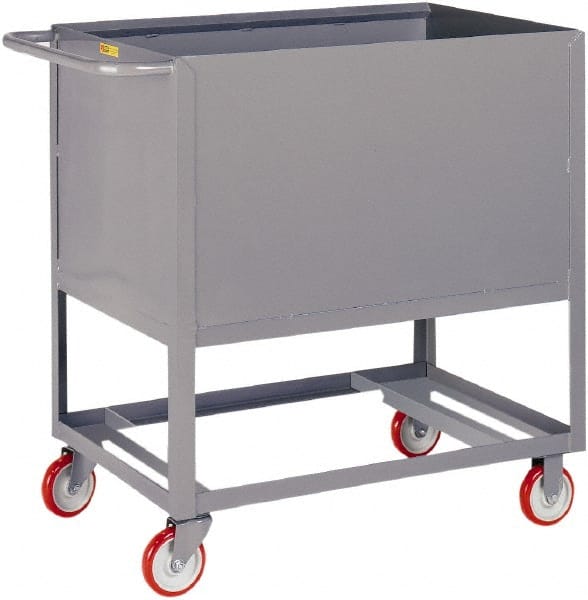 Little Giant - 1,200 Lb Capacity, 4-Sided Steel Raised Platform Box Truck - 53-1/2" Long x 24" Wide x 40" High, 5" Diam Polyurethane Wheels - Exact Tooling