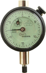 Mahr - 0.075" Range, 0-15-0 Dial Reading, 0.0005" Graduation Dial Drop Indicator - 1-3/4" Dial, 0.03" Range per Revolution, 0.0005" Accuracy, Revolution Counter - Exact Tooling