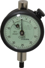 Mahr - 1/8" Range, 0-25-0 Dial Reading, 0.0005" Graduation Dial Drop Indicator - 1-3/4" Dial, 0.05" Range per Revolution, 0.0005" Accuracy, Revolution Counter - Exact Tooling