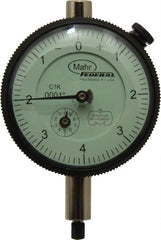 Mahr - 0.02" Range, 0-8 Dial Reading, 0.0001" Graduation Dial Drop Indicator - 2-1/4" Dial, 0.008" Range per Revolution, 0.0001" Accuracy, Revolution Counter - Exact Tooling
