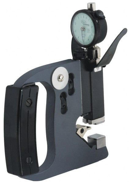 Mahr - 3 to 4 Inch, Forged Steel Frame, Snap Gage - 0.61 Inch Reference Anvil Diameter, 0.0001 Inch Graduation, Tungsten Carbide Anvil, Dial Display - Exact Tooling