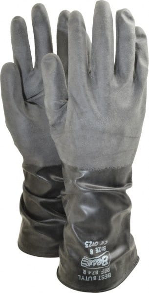 SHOWA - Size M (8), 14" Long, 14 mil, Unsupported, Butyl Chemical Resistant Gloves - Exact Tooling