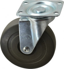 Albion - 5" Diam x 1-1/4" Wide x 6-15/32" OAH Top Plate Mount Swivel Caster - Hard Rubber, 290 Lb Capacity, Self-Lubricating Bearing, 2-7/8 x 3-5/8" Plate - Exact Tooling