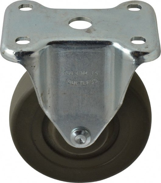 Albion - 4" Diam x 1-1/4" Wide x 5-13/32" OAH Top Plate Mount Rigid Caster - Hard Rubber, 275 Lb Capacity, Self-Lubricating Bearing, 2-7/8 x 3-5/8" Plate - Exact Tooling