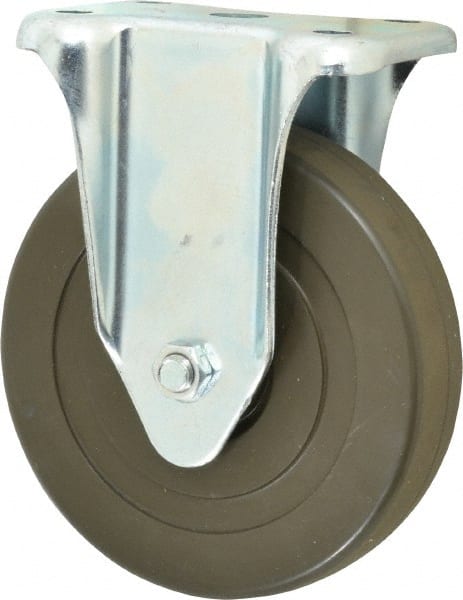 Albion - 5" Diam x 1-1/4" Wide x 6-15/32" OAH Top Plate Mount Rigid Caster - Hard Rubber, 290 Lb Capacity, Self-Lubricating Bearing, 2-7/8 x 3-5/8" Plate - Exact Tooling