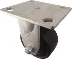 Value Collection - 4" Diam x 2" Wide x 5-5/8" OAH Top Plate Mount Rigid Caster - Polyolefin, 450 Lb Capacity, Roller Bearing, 3-7/8 x 4-1/2" Plate - Exact Tooling