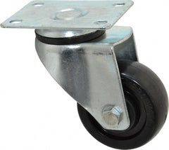 Fairbanks - 3" Diam x 1-1/4" Wide x 4-3/8" OAH Top Plate Mount Swivel Caster - Hard Rubber, 250 Lb Capacity, Self-Lubricating Bearing, 2-7/8 x 3-5/8" Plate - Exact Tooling