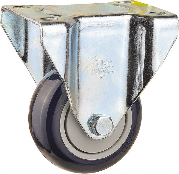 Value Collection - 3" Diam x 1-1/4" Wide x 4-3/8" OAH Top Plate Mount Rigid Caster - Polyurethane, 300 Lb Capacity, Ball Bearing, 2-7/8 x 3-5/8" Plate - Exact Tooling
