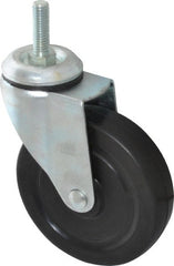 Value Collection - 5" Diam x 1-1/4" Wide x 6-15/32" OAH Stem Mount Swivel Caster - Soft Rubber, 200 Lb Capacity, Self-Lubricating Bearing, 1/2-13 x 1-1/2" Threaded Stem - Exact Tooling