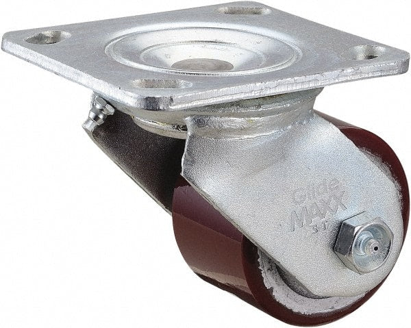 Value Collection - 3" Diam x 1-1/2" Wide x 4-1/2" OAH Top Plate Mount Swivel Caster - Polyurethane, 420 Lb Capacity, Roller Bearing, 4 x 4-1/2" Plate - Exact Tooling