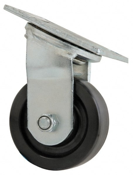 Value Collection - 4" Diam x 1-1/2" Wide x 5-5/8" OAH Top Plate Mount Swivel Caster - Phenolic, 600 Lb Capacity, Roller Bearing, 4 x 4-1/2" Plate - Exact Tooling