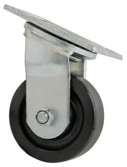 Value Collection - 4" Diam x 1-1/2" Wide x 5-5/8" OAH Top Plate Mount Swivel Caster - Phenolic, 600 Lb Capacity, Roller Bearing, 4 x 4-1/2" Plate - Exact Tooling