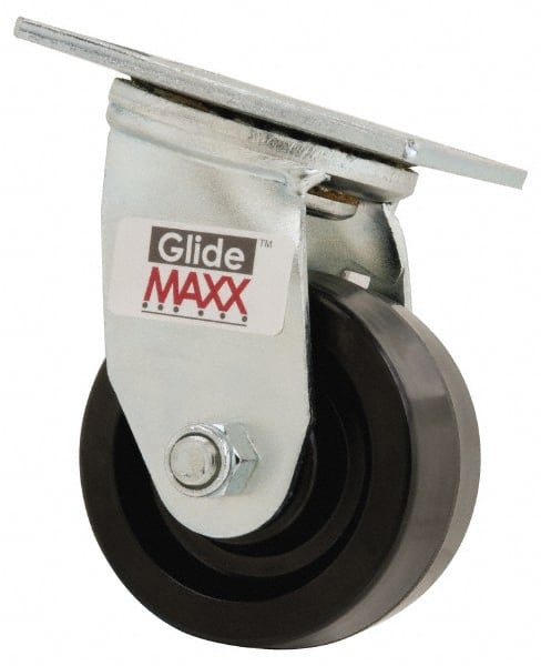 Value Collection - 4" Diam x 2" Wide x 5-5/8" OAH Top Plate Mount Swivel Caster - Phenolic, 800 Lb Capacity, Roller Bearing, 4 x 4-1/2" Plate - Exact Tooling