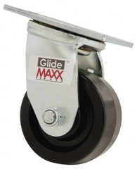Value Collection - 4" Diam x 2" Wide x 5-5/8" OAH Top Plate Mount Swivel Caster - Phenolic, 800 Lb Capacity, Roller Bearing, 4 x 4-1/2" Plate - Exact Tooling