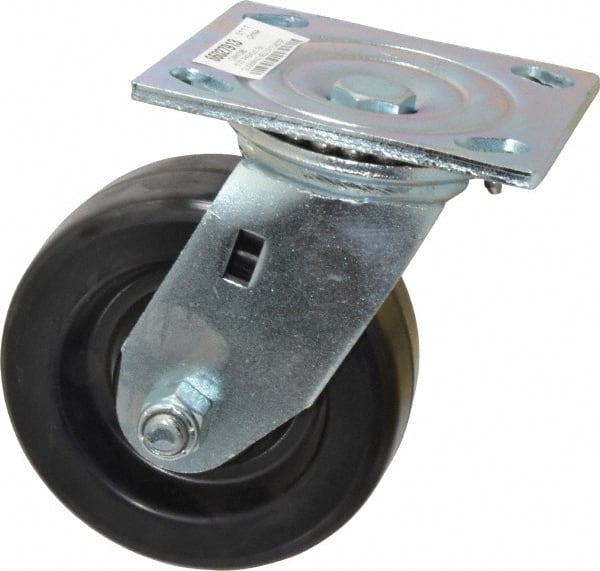 Value Collection - 5" Diam x 2" Wide x 6-1/2" OAH Top Plate Mount Swivel Caster - Phenolic, 1,000 Lb Capacity, Roller Bearing, 4 x 4-1/2" Plate - Exact Tooling