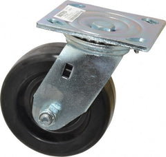 Value Collection - 5" Diam x 2" Wide x 6-1/2" OAH Top Plate Mount Swivel Caster - Phenolic, 1,000 Lb Capacity, Roller Bearing, 4 x 4-1/2" Plate - Exact Tooling