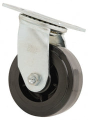 Value Collection - 5" Diam x 2" Wide x 6-1/2" OAH Top Plate Mount Swivel Caster - Polyolefin, 650 Lb Capacity, Delrin Bearing, 4 x 4-1/2" Plate - Exact Tooling