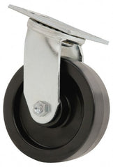 Value Collection - 6" Diam x 2" Wide x 7-1/2" OAH Top Plate Mount Swivel Caster - Polyolefin, 800 Lb Capacity, Roller Bearing, 4 x 4-1/2" Plate - Exact Tooling