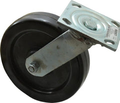 Value Collection - 8" Diam x 2" Wide x 9-1/2" OAH Top Plate Mount Swivel Caster - Phenolic, 1,200 Lb Capacity, Roller Bearing, 4 x 4-1/2" Plate - Exact Tooling