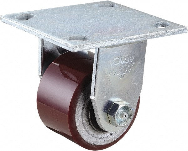 Value Collection - 3" Diam x 2" Wide x 4-1/2" OAH Top Plate Mount Rigid Caster - Polyurethane, 420 Lb Capacity, Roller Bearing, 4 x 4-1/2" Plate - Exact Tooling