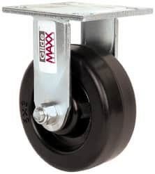 Value Collection - 5" Diam x 2" Wide x 6-1/2" OAH Top Plate Mount Rigid Caster - Phenolic, 1,000 Lb Capacity, Roller Bearing, 4 x 4-1/2" Plate - Exact Tooling