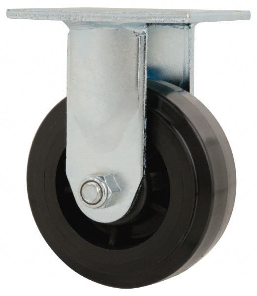 Value Collection - 5" Diam x 2" Wide x 6-1/2" OAH Top Plate Mount Rigid Caster - Polyolefin, 650 Lb Capacity, Delrin Bearing, 4 x 4-1/2" Plate - Exact Tooling