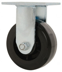 Value Collection - 5" Diam x 2" Wide x 6-1/2" OAH Top Plate Mount Rigid Caster - Polyolefin, 650 Lb Capacity, Delrin Bearing, 4 x 4-1/2" Plate - Exact Tooling