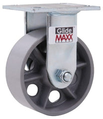 Value Collection - 5" Diam x 2" Wide x 6-1/2" OAH Top Plate Mount Rigid Caster - Semi-Steel, 1,000 Lb Capacity, Roller Bearing, 4 x 4-1/2" Plate - Exact Tooling
