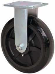Value Collection - 8" Diam x 2" Wide x 9-1/2" OAH Top Plate Mount Rigid Caster - Polyolefin, 1,000 Lb Capacity, Roller Bearing, 4 x 4-1/2" Plate - Exact Tooling