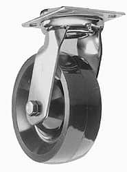 Albion - 8" Diam x 2" Wide x 9-1/2" OAH Top Plate Mount Swivel Caster - Phenolic, 1,200 Lb Capacity, Sealed Roller Bearing, 3-3/4 x 4-1/2" Plate - Exact Tooling