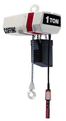 Coffing - 1 Ton Capacity, 16 FPM Lift Speed, Electric Chain Hoist - 10' Max Lift, 16-3/4" Min Headroom, 1 Chain - Exact Tooling
