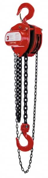 Coffing - 4,000 Lb Lifting Capacity, 15' Lift Height, Hand Hoist - Made from Chain, 75' Overhaul to Lift 1', 74 Lb Avg Pull to Lift Rated Load - Exact Tooling