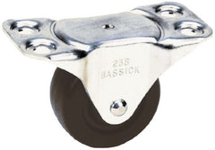 Albion - 2-1/2" Diam x 1-1/8" Wide x 2-7/8" OAH Top Plate Mount Rigid Caster - Hard Rubber, 175 Lb Capacity, Self-Lubricating Bearing, 2-1/4 x 4-1/2" Plate - Exact Tooling