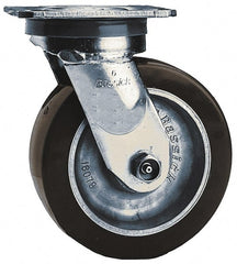 Albion - 8" Diam x 2" Wide x 9-1/2" OAH Top Plate Mount Swivel Caster - Phenolic, 1,100 Lb Capacity, Roller Bearing, 4 x 4-1/2" Plate - Exact Tooling