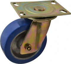 Albion - 6" Diam x 2" Wide x 7-1/2" OAH Top Plate Mount Swivel Caster - Polyurethane, 1,750 Lb Capacity, Sealed Roller Bearing, 4-1/2 x 6-5/16" Plate - Exact Tooling