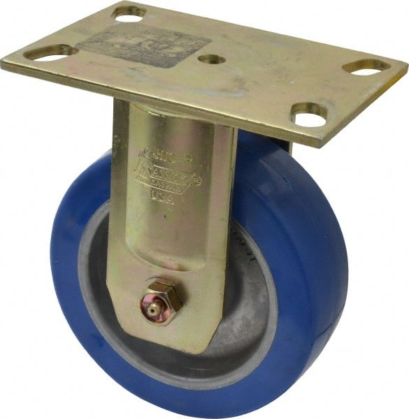 Albion - 6" Diam x 2" Wide x 7-1/2" OAH Top Plate Mount Rigid Caster - Polyurethane, 1,750 Lb Capacity, Sealed Roller Bearing, 4-1/2 x 6-5/16" Plate - Exact Tooling