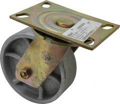 Albion - 6" Diam x 2" Wide x 7-1/2" OAH Top Plate Mount Swivel Caster - Semi-Steel, 1,750 Lb Capacity, Sealed Roller Bearing, 4-1/2 x 6-5/16" Plate - Exact Tooling