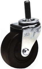 Shepherd - 3" Diam x 13/16" Wide x 3-1/2" OAH Stem Mount Swivel Caster with Brake - Hard Rubber, 120 Lb Capacity, Nylon Bearing, 3/8-16 x 1-1/2" Threaded Stem - Exact Tooling