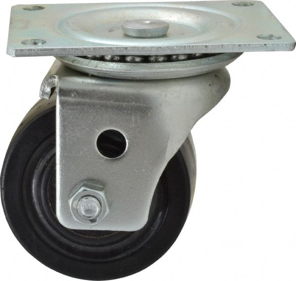 Albion - 3" Diam x 1-13/16" Wide x 3-31/32" OAH Top Plate Mount Swivel Caster - Phenolic, 700 Lb Capacity, Roller Bearing, 3-1/8 x 4-1/8" Plate - Exact Tooling