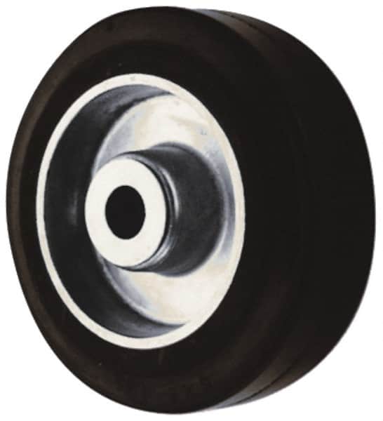 Albion - 5 Inch Diameter x 2 Inch Wide, Rubber Caster Wheel - 450 Lb. Capacity, 2-3/8 Inch Hub Length, 1/2 Inch Axle Diameter, Sealed Roller Bearing - Exact Tooling