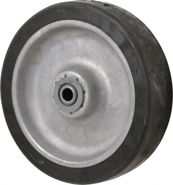 Albion - 8 Inch Diameter x 2 Inch Wide, Rubber Caster Wheel - 600 Lb. Capacity, 2-3/8 Inch Hub Length, 1/2 Inch Axle Diameter, Sealed Roller Bearing - Exact Tooling
