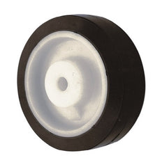 Albion - 6 Inch Diameter x 2 Inch Wide, Rubber Caster Wheel - 400 Lb. Capacity, 2-3/8 Inch Hub Length, 1/2 Inch Axle Diameter, Roller Bearing - Exact Tooling