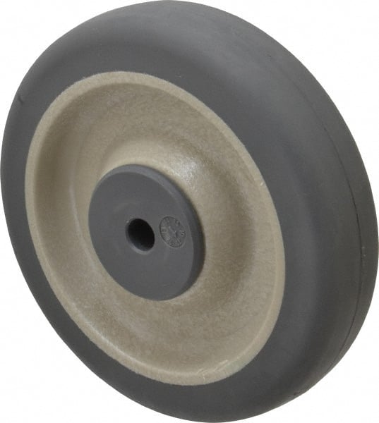 Albion - 5 Inch Diameter x 1-1/4 Inch Wide, Rubber Caster Wheel - 250 Lb. Capacity, 1-9/16 Inch Hub Length, 3/8 Inch Axle Diameter, Ball Bearing - Exact Tooling