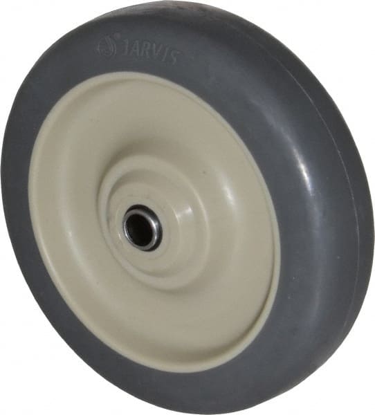 Albion - 5 Inch Diameter x 1-1/4 Inch Wide, Rubber Caster Wheel - 250 Lb. Capacity, 1-9/16 Inch Hub Length, 3/8 Inch Axle Diameter, Self-Lube Bearing - Exact Tooling