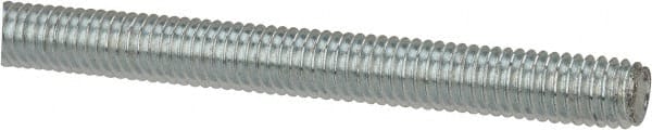 Made in USA - 3/8-16 UNC (Coarse), 6' Long, Low Carbon Steel Threaded Rod - Zinc-Plated Finish, Right Hand Thread - Exact Tooling